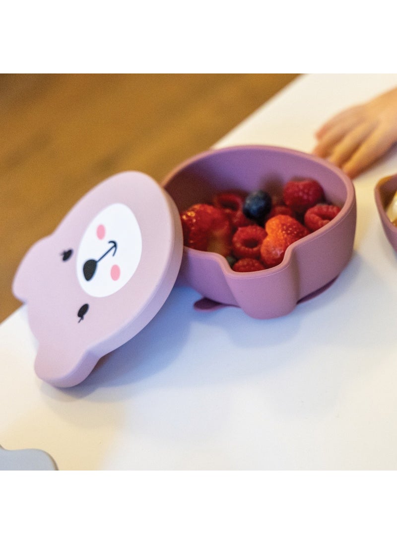 TUM TUM Silicone Vacuum Bowl and Spoon Set with Lid Betsy Bear  - Image 3