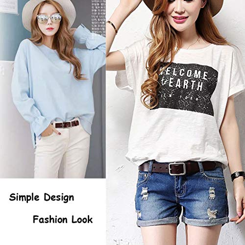 VONSELY Wide Leather Womens Belts for Jeans, Unisex Square Buckle Belts for Men and Women - Image 3