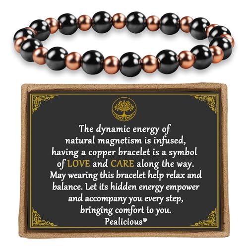PEALICIOUS Copper Bracelets for Women Magnetic Bracelet as Valentines Gifts for WomenDainty Copper Jewelry with 3800 Gauss Magnets Birthday Gifts for Her Stretch Hematite Bead Braclets Pulseras Para Mujer - Image 2