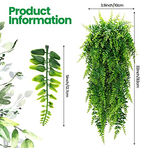 Geosar 36 Pcs Artificial Hanging Plants 32 Inch Hanging Boston Ferns Plastic Fake Plants for Wall Room Garden Wedding Garland Indoor Outdoor Decoration, No Basket - Image 2