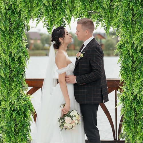 Geosar 36 Pcs Artificial Hanging Plants 32 Inch Hanging Boston Ferns Plastic Fake Plants for Wall Room Garden Wedding Garland Indoor Outdoor Decoration, No Basket - Image 4