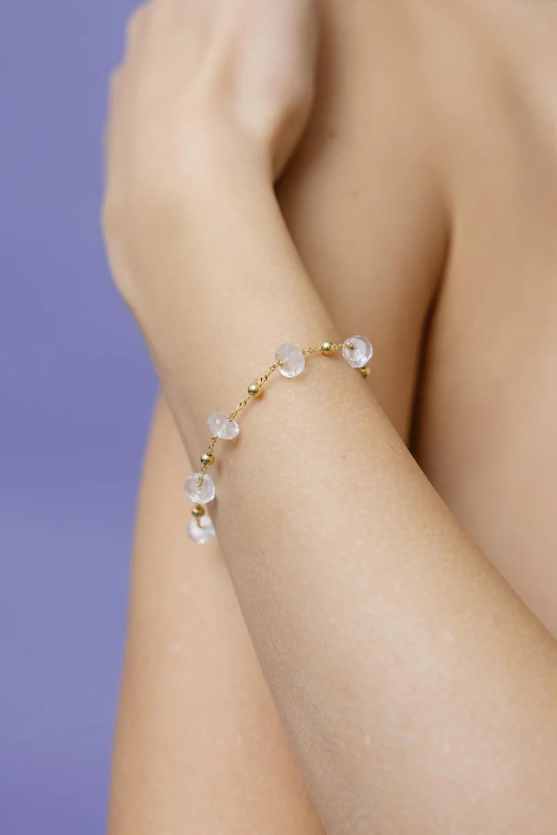 Guendalina Silver Yellow Gold Plated Bracelet with Semi Precious Stone