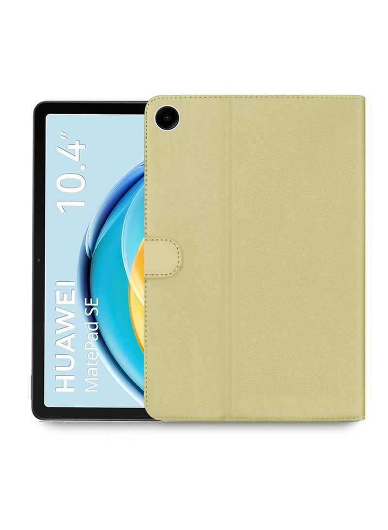 OMAKER Premium Quality Leather Smart Flip Case Full Protective Cover With Magnetic Stand For Huawei MatePad SE 10.4 Inch 2023 – Gold - Image 1