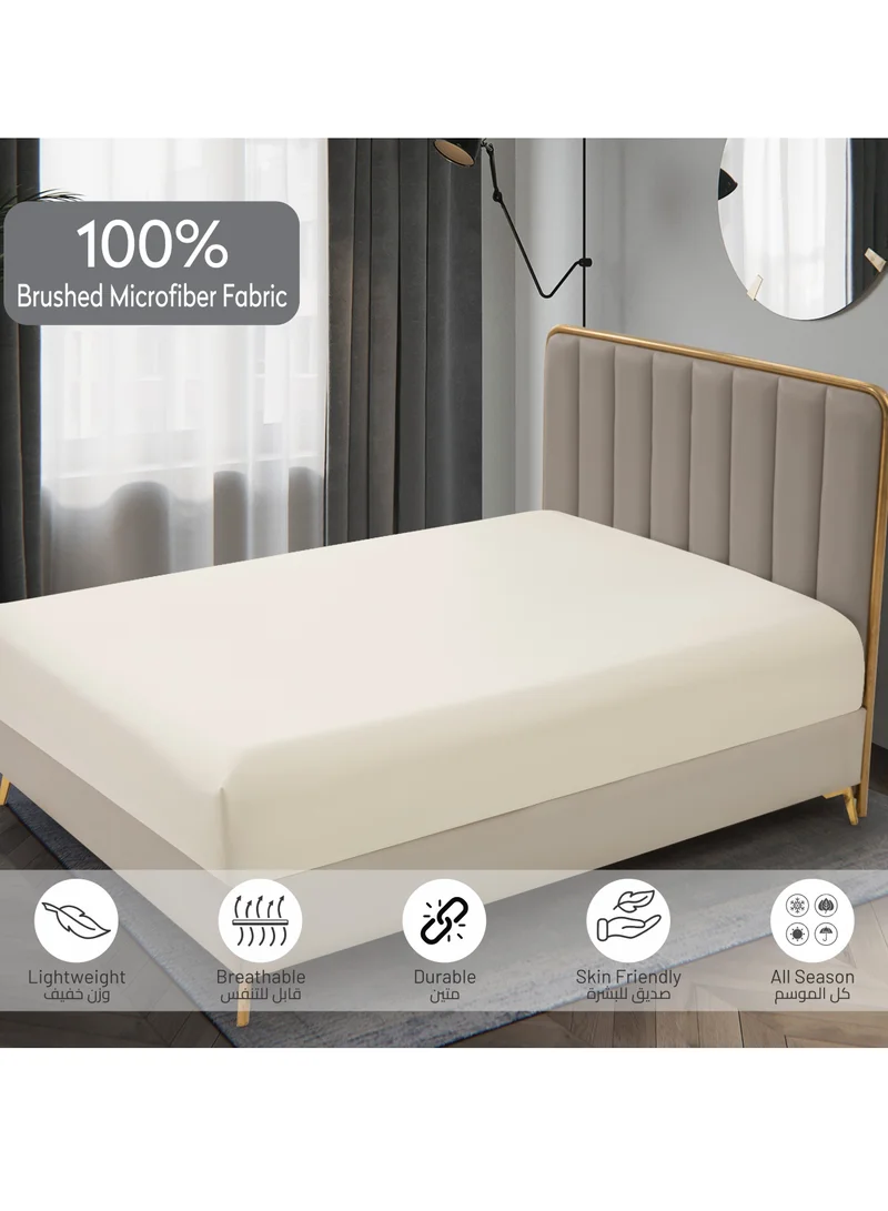Donetella Bedding Fitted Sheet 3-Pcs Super King Size Solid Bed Sheet Set Fits(200x200CM) With Pillowcases And 35 CM Extra Deep Brushed Microfiber Bed Sheet,Lemon Grass