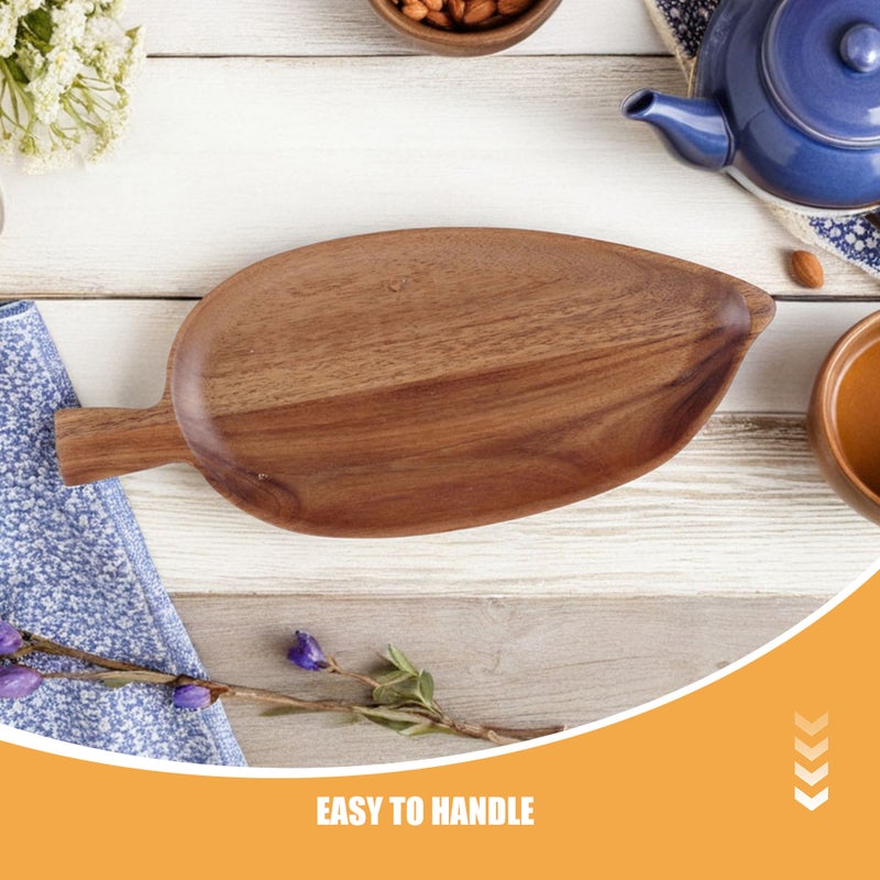 🍳 صينية تقديم خشبية بشكل ورقة لتقديم المقبلات للمطبخ والمنزل 40 5x17x2 سم تصميم طبيعي - Image 4