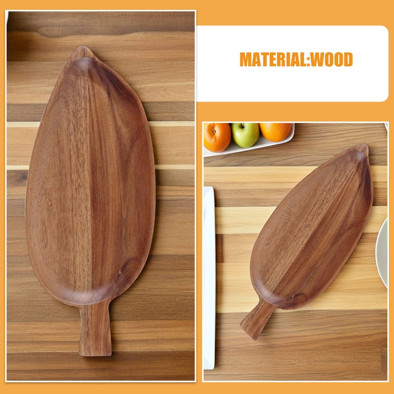 🍳 صينية تقديم خشبية بشكل ورقة لتقديم المقبلات للمطبخ والمنزل 40 5x17x2 سم تصميم طبيعي - Image 3
