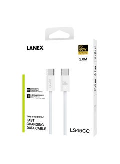 Lanex LS45CC PD Super Fast Data Transmission And Charging Cable 60 Watt , Type - C To Type - C , 2 Meter Made Of Premum Quality - White - pzsku/ZE7D1DD0A5DB0C6B1D190Z/45/_/1739044787/3150bf04-52d4-451d-b139-072ac1ba97a2