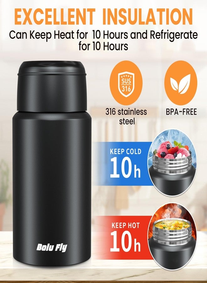 Bolu Fly 2 Pack Insulated Food Jar 18.5&27 oz Stainless Steel Thermos for Hot &Cold Food Thermal Lunch Containers Soup Thermos with Carry Bag and Folding Spoon(Black) - Image 2