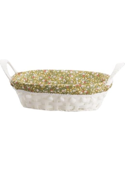 Kosova Kosovo White Green PVC Knitted Basket 27X20CM 