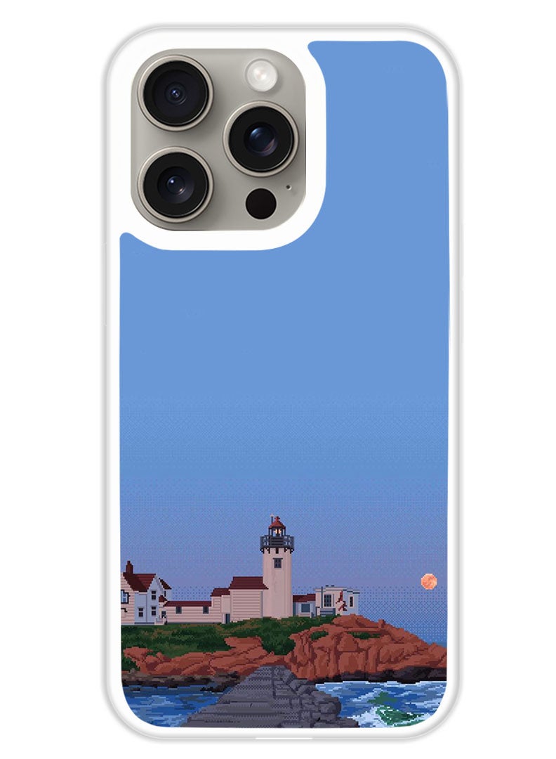 Theodor Protective Case Cover For APPLE IPHONE 15 Pro Max Light house (White Bumper) - Image 1