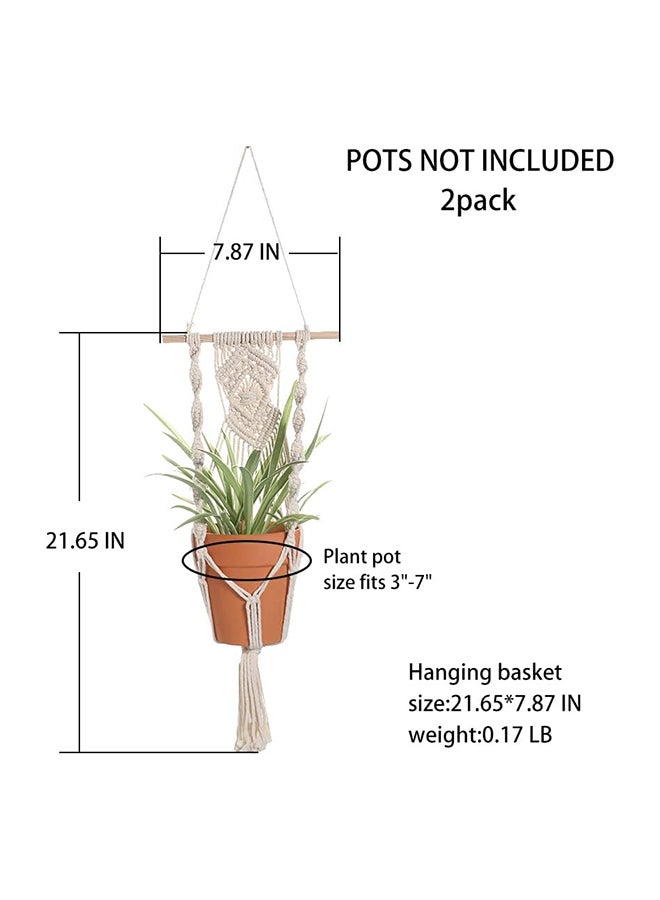 انتيكيانو حامل النبات 2 قطعة من القطن المكرمية بدون زهور وزهرية - Image 3