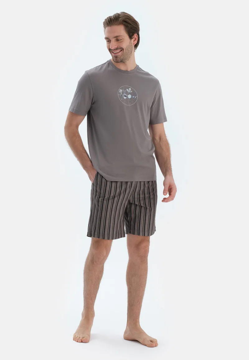 dagi Regular/Classic Fit T-shirt & Shorts Pajama Sets Crew Neck Cotton Blend Sleepwear