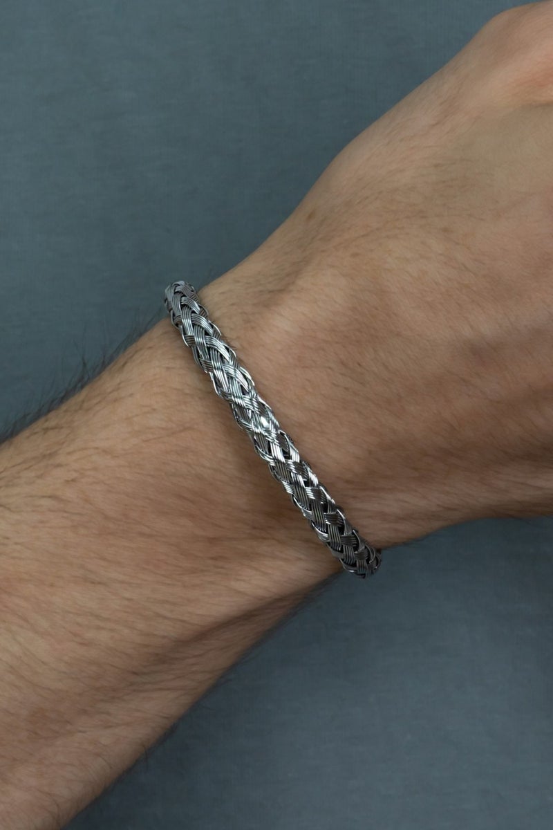 Jewelry Shop Wire Mesh Model Handcuff Unisex Steel Bangle Bracelet SCB21