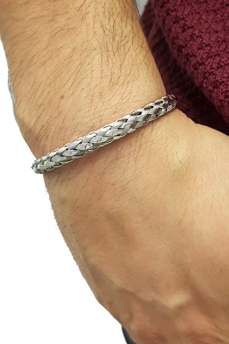Jewelry Shop Wire Mesh Model Handcuff Unisex Steel Bangle Bracelet SCB21