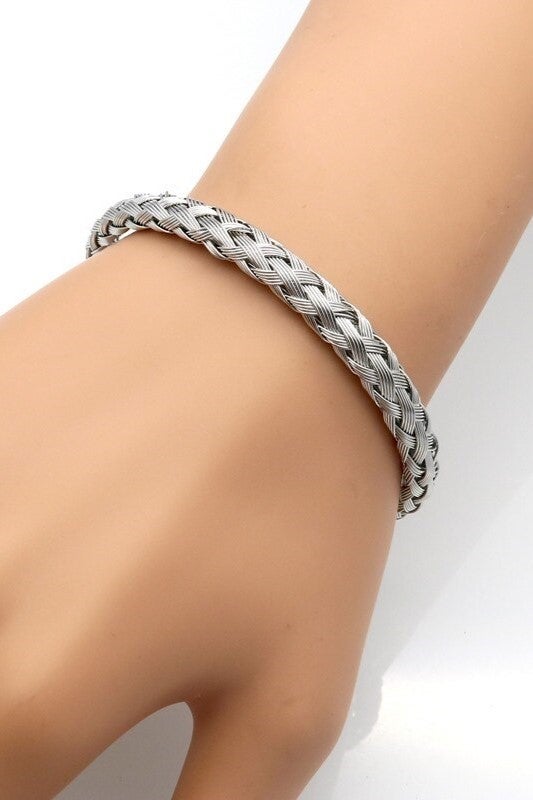 Jewelry Shop Wire Mesh Model Handcuff Unisex Steel Bangle Bracelet SCB21