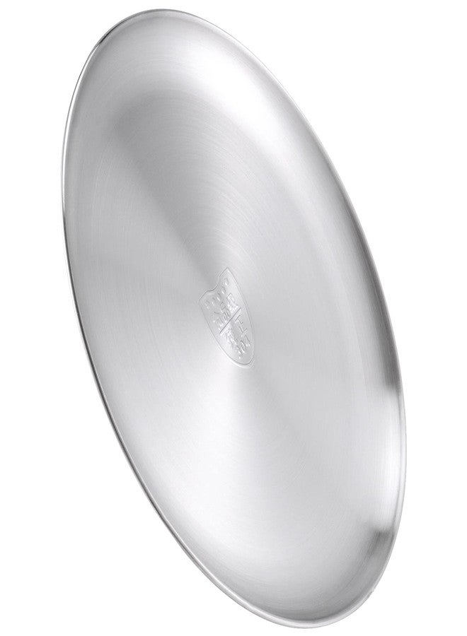 طقم أطباق عشاء من الفولاذ المقاوم للصدأ 304 من سينجون، 8 قطع، أطباق تقديم دائرية مزدوجة الطبقات مقاس 10 بوصات، أطباق معدنية فضية مصقولة للتخييم، وتناول الطعام، والشواء، وشرائح اللحم، والسلطة. - Image 4