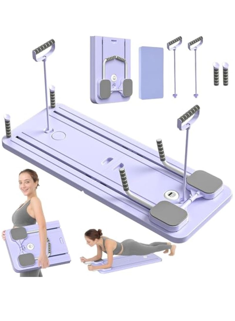 YelaJoy لوحة بيلاتس - مجموعة بيلاتس ريفورمر، لوحة بيلاتس قابلة للطي متعددة الأغراض للاستخدام المنزلي، 5 في 1 لوحة انزلاق بيلاتس (بنفسجي) - Image 1