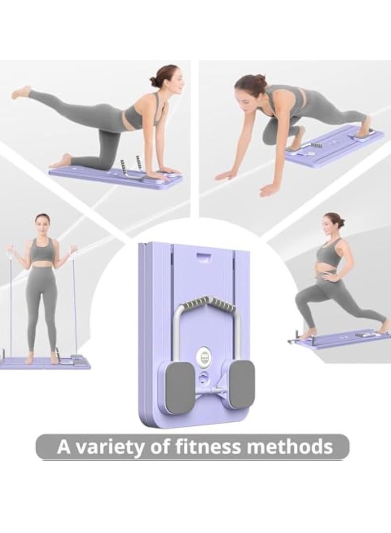YelaJoy لوحة بيلاتس - مجموعة بيلاتس ريفورمر، لوحة بيلاتس قابلة للطي متعددة الأغراض للاستخدام المنزلي، 5 في 1 لوحة انزلاق بيلاتس (بنفسجي) - Image 2