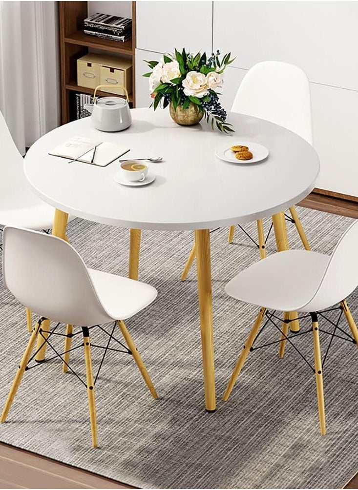 CityRiya-Long Dining Table Kitchen Dining Table Round Dining Room Table White Coffee Table for 2 to 4 People(Table Only)  - Image 1