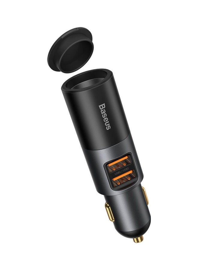 بيسوس شاحن سيارة بمنفذ USB C وقدرة 120 وات، ومنافذ USB متعددة، يعمل بتقنية الشحن السريع QC 3.0 وPD 3.0، بقدرة 30 وات + 30 وات + 60 وات، بمنفذي USB ومنافذ توسيع، ومزود بولاعة سجائر، لشحن الهواتف الذكية/ أجهزة التابلت/جهاز سويتش أسود - Image 1