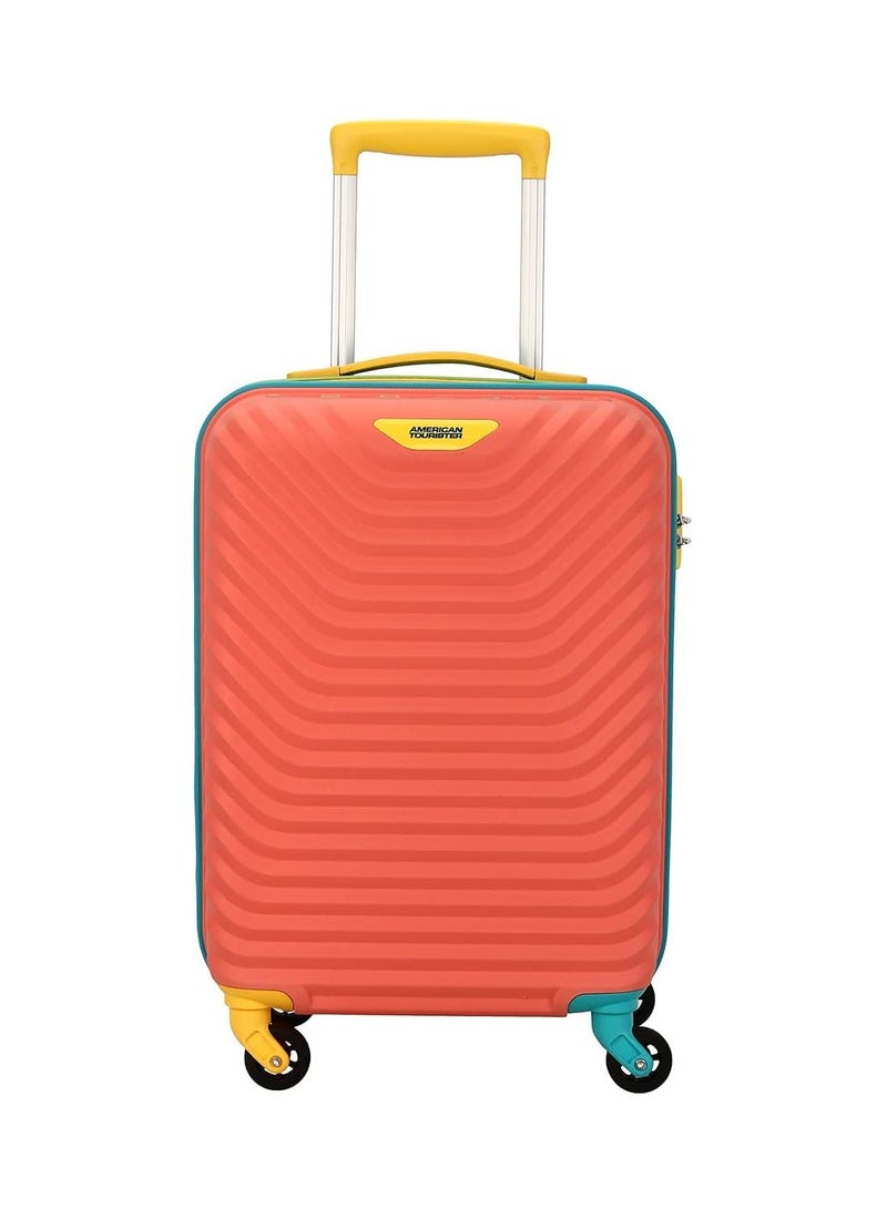 American Tourister Cabin Trolley Bag for Travel|Splash 55 Cms Polycarbonate Hardsided Small Luggage Bag|Speed_Wheel 8 Wheel Suitcase for Travel|Trolley Bag for Travelling, Coral/Teal - Image 1
