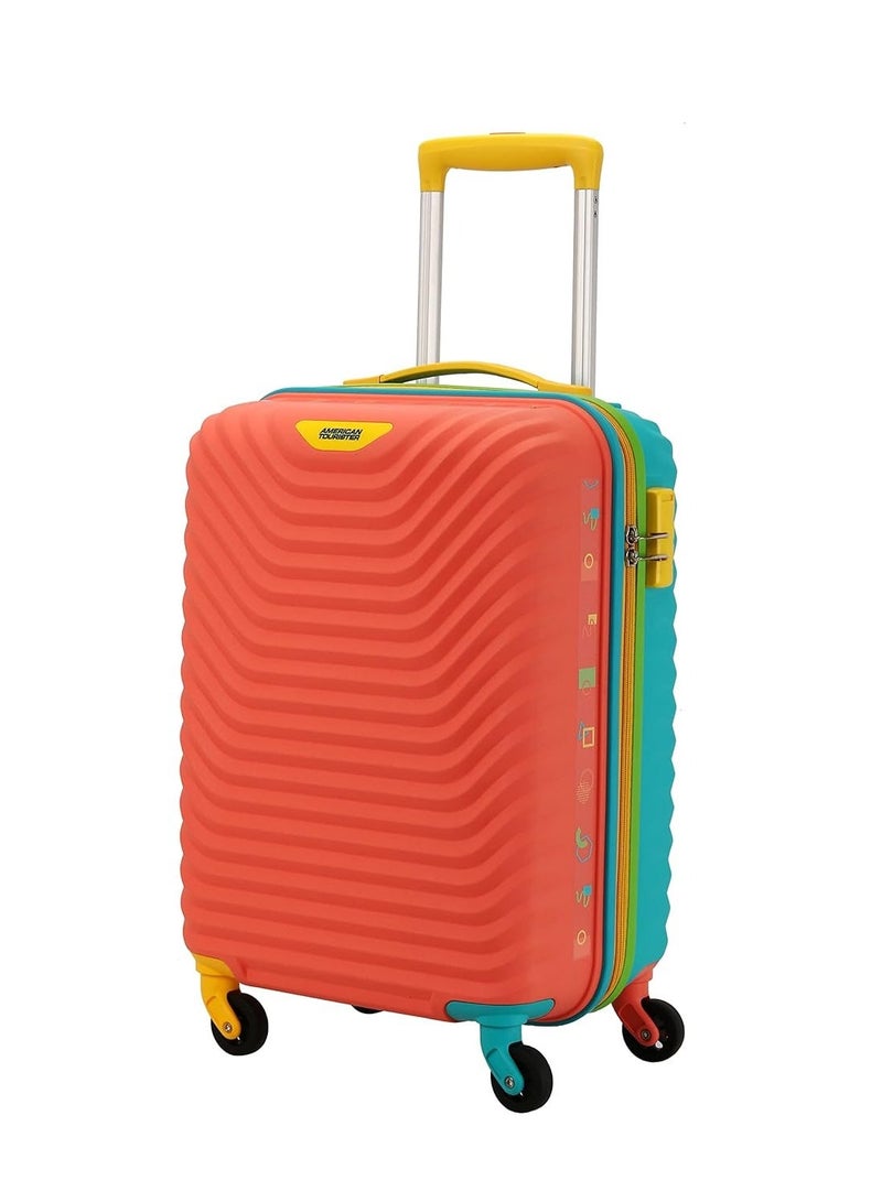 American Tourister Cabin Trolley Bag for Travel|Splash 55 Cms Polycarbonate Hardsided Small Luggage Bag|Speed_Wheel 8 Wheel Suitcase for Travel|Trolley Bag for Travelling, Coral/Teal - Image 2
