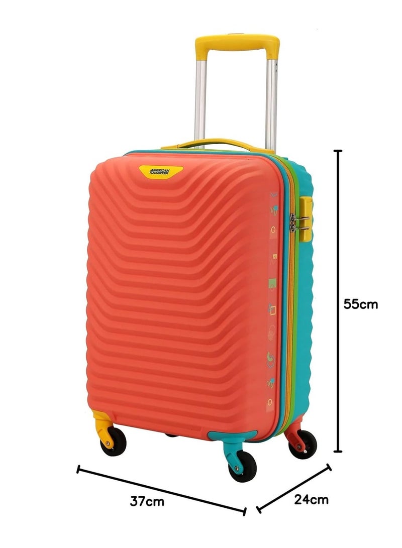 American Tourister Cabin Trolley Bag for Travel|Splash 55 Cms Polycarbonate Hardsided Small Luggage Bag|Speed_Wheel 8 Wheel Suitcase for Travel|Trolley Bag for Travelling, Coral/Teal - Image 4