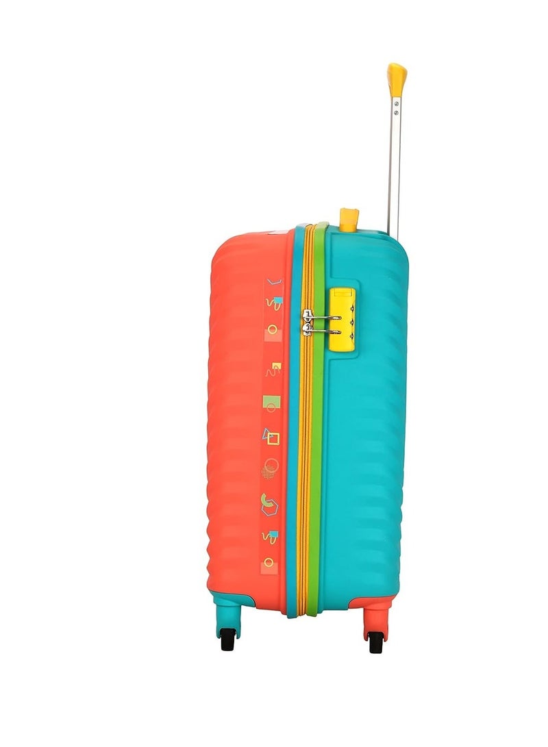 American Tourister Cabin Trolley Bag for Travel|Splash 55 Cms Polycarbonate Hardsided Small Luggage Bag|Speed_Wheel 8 Wheel Suitcase for Travel|Trolley Bag for Travelling, Coral/Teal - Image 3