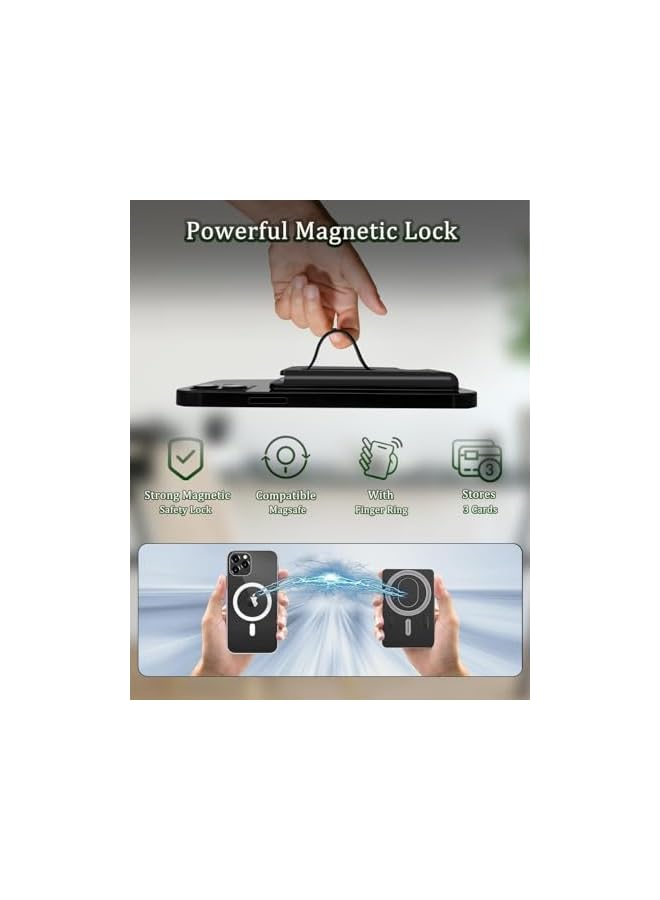 Green Tiger Magnetic Wallet, Compatible with Mag-Safe Wallet for iPhone 16/15/14/13/12 Series, Magnetic Card Holder with Secure Grip, Slim Phone Wallet, Fit 3 Cards, Black - Image 3
