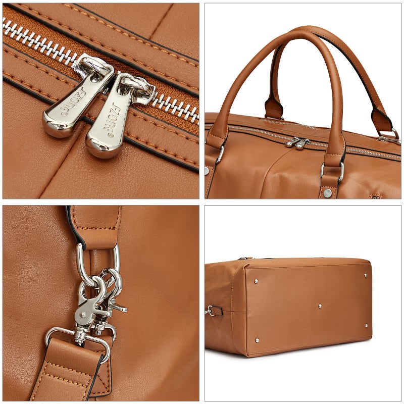 S-ZONE Genuine Leather Women Travel Duffle Weekender Overnight Weekend Carry on Shoulder Tote Bag - Image 5