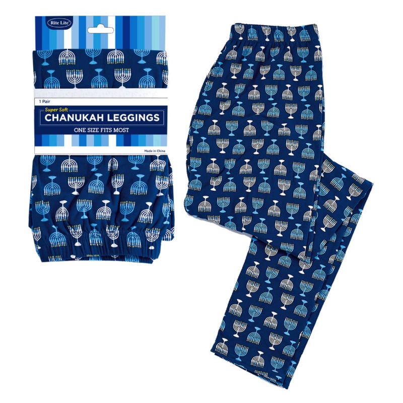 Rite Lite Chanukah Leggings Adult One Size Carded Hanukkah Menorah Design
