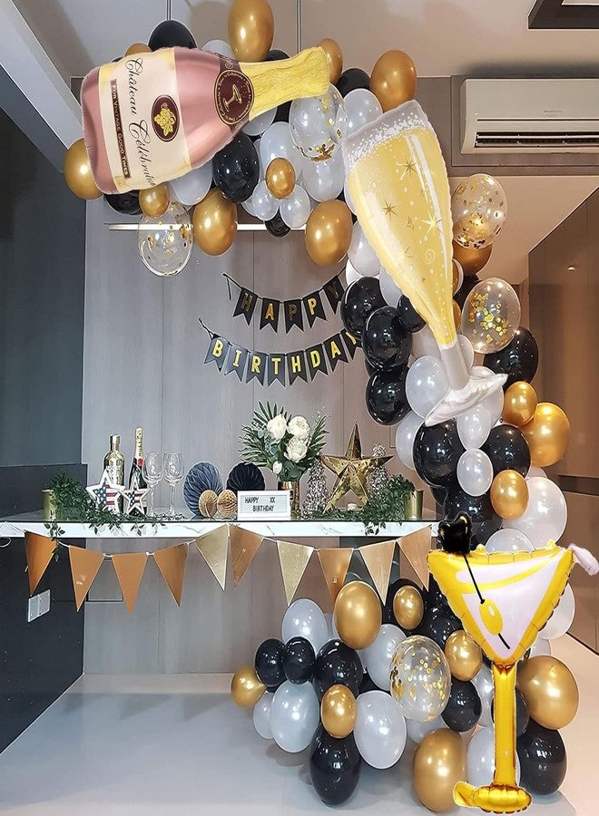 DYT 4PCS Champagne Bottle Balloons Large Love glassMylar Foil Helium Balloons Pink Gold Champagne Aluminum Foil Balloon for Birthday Engagement Bachelorette Party Decorations - Image 4