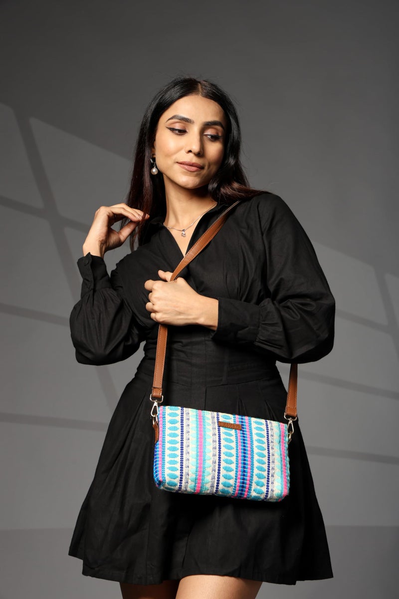 ENSAC Women's Premium Cotton/Full Sling Shoulder Bag | Ladies Purse Handbag | Special & Luxury Gift (LIGHT-BLUE) - Image 2