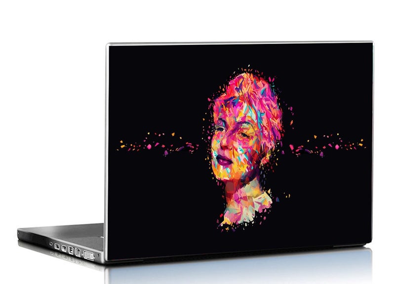 Laptop Skin Abstract Girl Potrait Colors Sprinkle HD Quality 15.6 Inches Multi Colour (6016, Front)