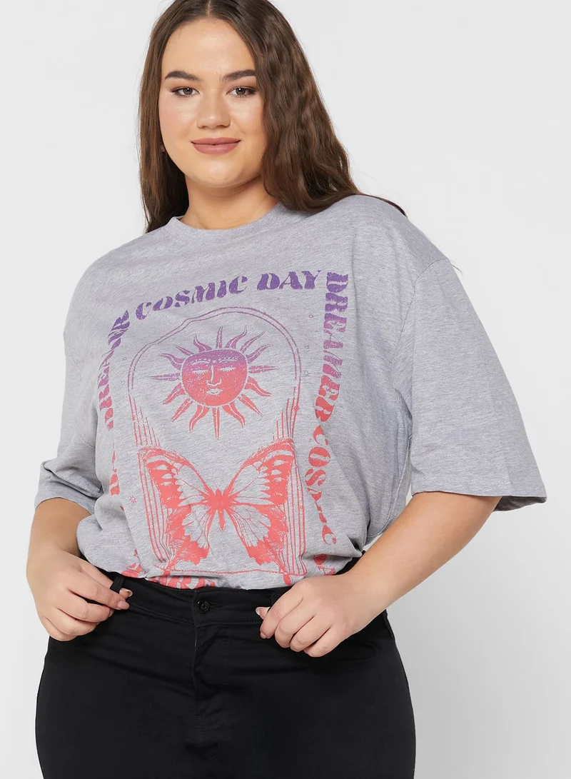 Ginger Plus Graphic Melange T-Shirt