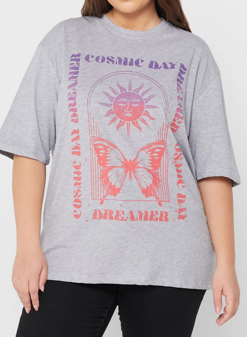 Ginger Plus Graphic Melange T-Shirt