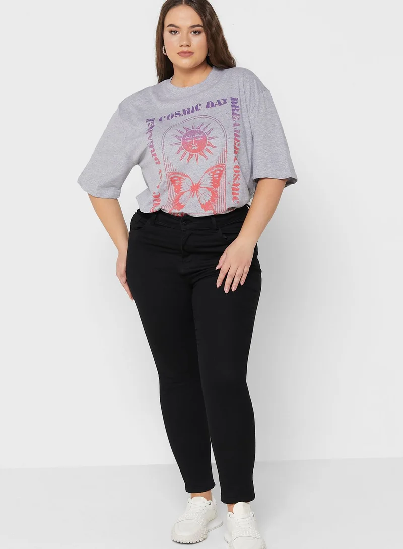 Ginger Plus Graphic Melange T-Shirt