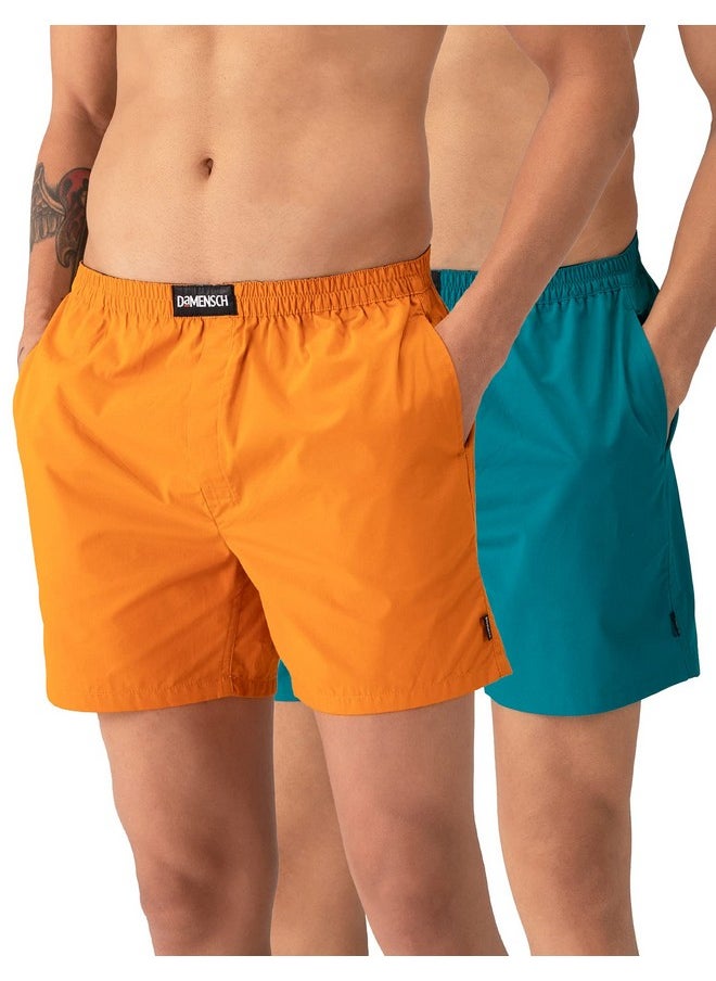 DaMENSCH DAMENSCH Men Cotton Boxers (Pack of 2) (DAM-SLD-LBX-HB-GM-PACK-2-XL_B.Havana Blue, Goan Maple_XL)  - Image 1