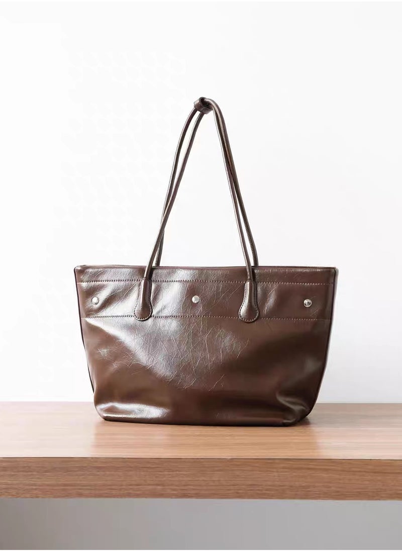 High quality cowhide soft leather tote bag Coffee - pzsku/ZE7D287E667279E569A8CZ/45/_/1731730956/b93d7871-bcd3-4b3a-8068-ede0b74165f0