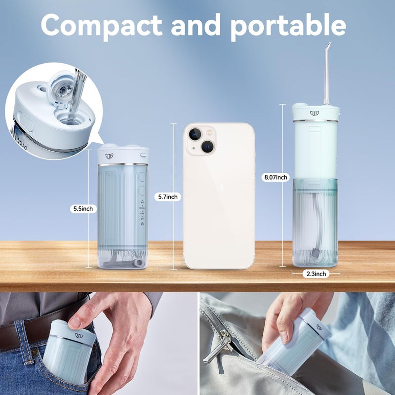 JTF Portable Mini Water Dental Flosser for Teeth Cleaning Travel Oral Irrigator with Telescopic Water Tank,4 Modes IPX7 Waterproof Design - Perfect for Braces, Bridges, and Home & Travel Dental Care - Image 2