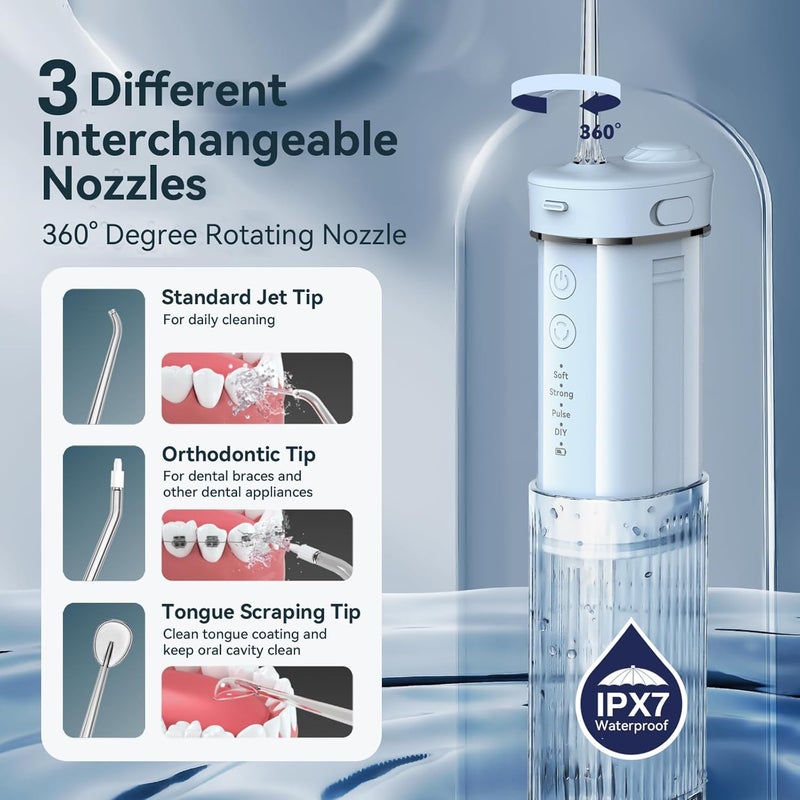 JTF Portable Mini Water Dental Flosser for Teeth Cleaning Travel Oral Irrigator with Telescopic Water Tank,4 Modes IPX7 Waterproof Design - Perfect for Braces, Bridges, and Home & Travel Dental Care - Image 4