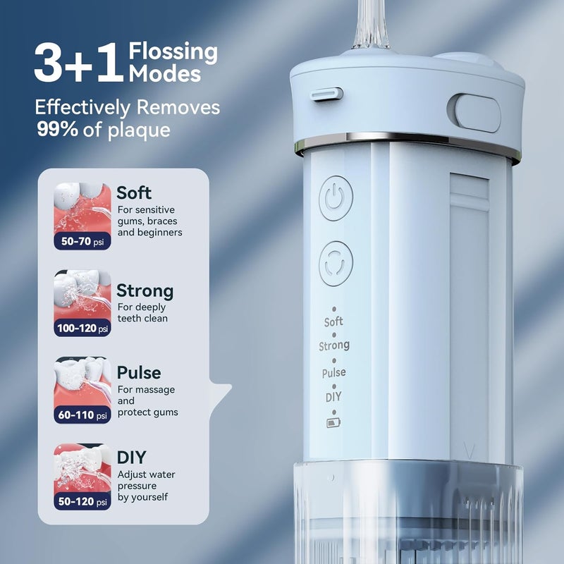 JTF Portable Mini Water Dental Flosser for Teeth Cleaning Travel Oral Irrigator with Telescopic Water Tank,4 Modes IPX7 Waterproof Design - Perfect for Braces, Bridges, and Home & Travel Dental Care - Image 3