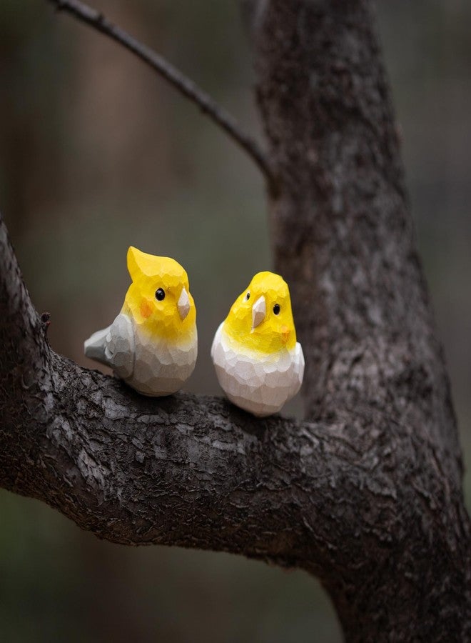INF-STAR 1 Pair Handmade Wooden Cockatiel Figurines – 1.8" Carved Parrot Sculptures, Cute Parakeet Bird Decor for Shelf, Desk, Gift, or Home Display - Image 4