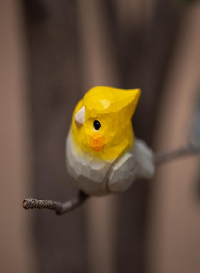 INF-STAR 1 Pair Handmade Wooden Cockatiel Figurines – 1.8" Carved Parrot Sculptures, Cute Parakeet Bird Decor for Shelf, Desk, Gift, or Home Display - Image 3