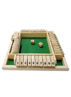 Shut The Box Dice Game, 2-4 Players Classic Board Game For Adults, Wooden Tabletop Game With Dices And Instruction,Math Strategy Game For Christmas Party (Green)