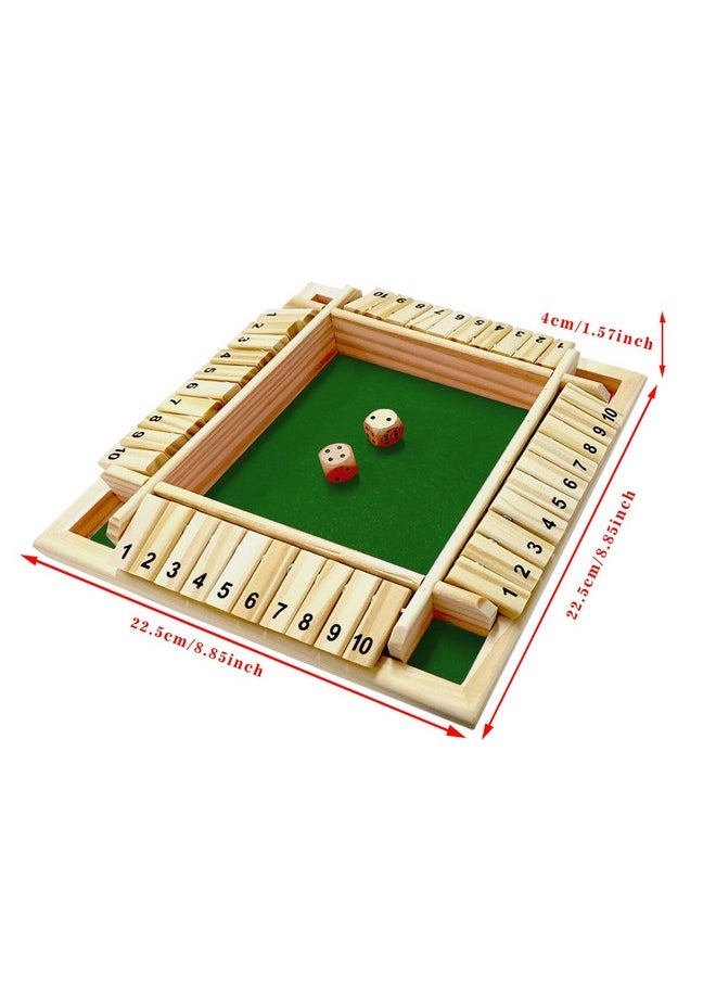 DC-BEAUTIFUL Shut The Box Dice Game, 2-4 Players Classic Board Game For Adults, Wooden Tabletop Game With Dices And Instruction,Math Strategy Game For Christmas Party (Green)  - Image 3