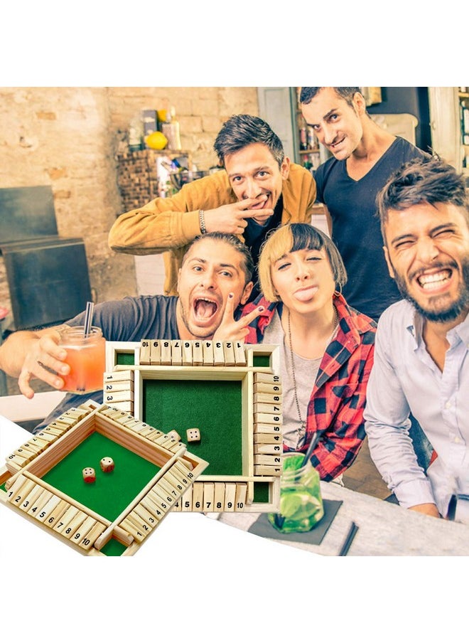 DC-BEAUTIFUL Shut The Box Dice Game, 2-4 Players Classic Board Game For Adults, Wooden Tabletop Game With Dices And Instruction,Math Strategy Game For Christmas Party (Green)  - Image 4