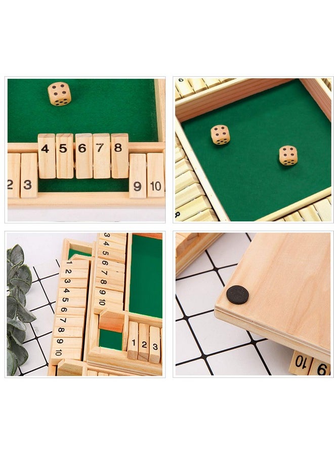 DC-BEAUTIFUL Shut The Box Dice Game, 2-4 Players Classic Board Game For Adults, Wooden Tabletop Game With Dices And Instruction,Math Strategy Game For Christmas Party (Green)  - Image 5