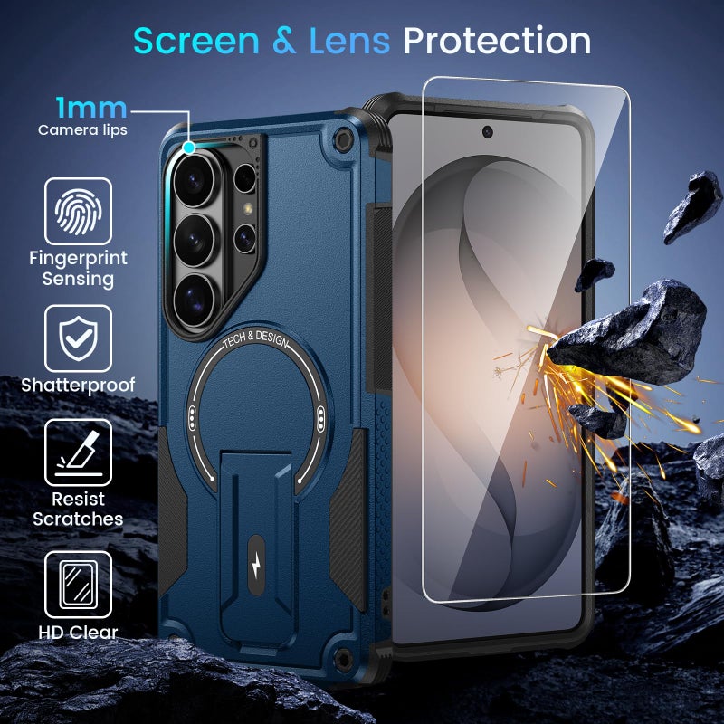 Caka for Samsung Galaxy S26 Ultra Case [Compatible with MagSafe] [Invisible Kickstand] [HD Screen Protector], Protective Magnetic Phone Cover for Samsung S26ultra 5G 6.9â€ 2025 - Blue - Image 3