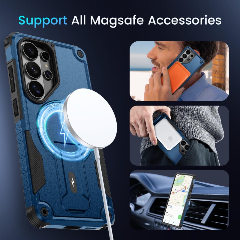 Caka for Samsung Galaxy S26 Ultra Case [Compatible with MagSafe] [Invisible Kickstand] [HD Screen Protector], Protective Magnetic Phone Cover for Samsung S26ultra 5G 6.9â€ 2025 - Blue - Image 4